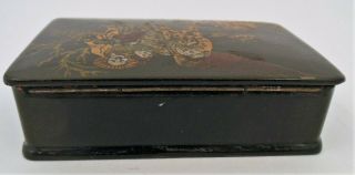 LARGE ANTIQUE HAND PAINTED PAPER MACHE CHINOISERIE BOX PAPIER MACHE 5