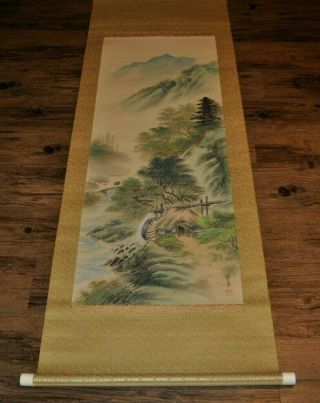 Vintage Chinese Watercolor Landscape Wall Hanging Scroll Painting