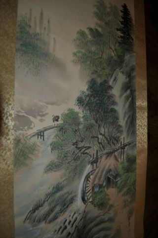 Vintage Chinese Watercolor Landscape Wall Hanging Scroll Painting 8