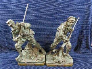 C.  1890’s Army / Navy Civil War Solider White Metal Statues