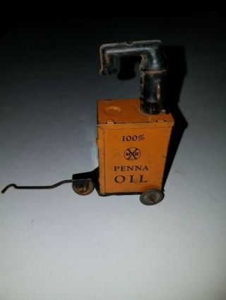 Vintage 1930s Marx 100 Orange Penna Oil Tin Litho Toy