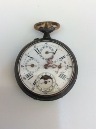 Pocket Watch With Complications : Month,  Date,  Day And Moon Phase