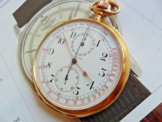 RARE Vintage Doctor ' s Dial Longines 18k SOLID GOLD Pocket Chronograph Watch 11