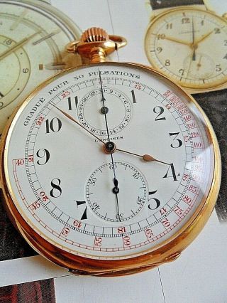 RARE Vintage Doctor ' s Dial Longines 18k SOLID GOLD Pocket Chronograph Watch 12