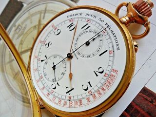 RARE Vintage Doctor ' s Dial Longines 18k SOLID GOLD Pocket Chronograph Watch 6
