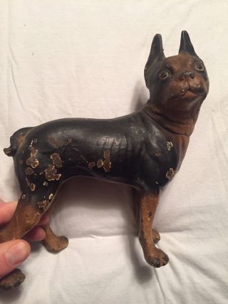 ANTIQUE HUBLEY BOSTON TERRIER DOG CAST IRON DOORSTOP Collectible 2