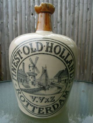 Finest Old Holland Rotterdam - Whiskey Jug - V.  Vxz - Rare Stoneware Whisky