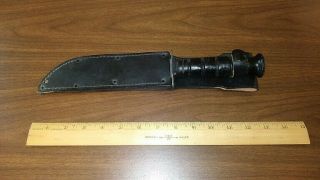 Military Mk2 Combat Knife With Leather Scabbard - U.  S.  Ontario Black