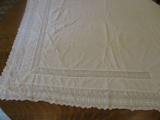 Vintage White Cotton,  Embroidered Lace Edged Bedspread,  Summer Bed,  Pillow Cover