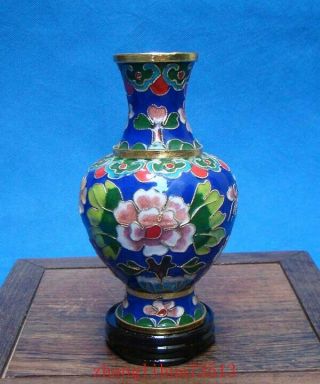 130mm Chinese Collectible Handmade Brass Cloisonne Enamel Vase Deco Art