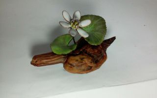 Vintage burl wood and enamel on copper flower sculpture by Listed Norman Brumm 3