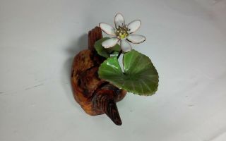 Vintage burl wood and enamel on copper flower sculpture by Listed Norman Brumm 5