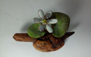 Vintage burl wood and enamel on copper flower sculpture by Listed Norman Brumm 7