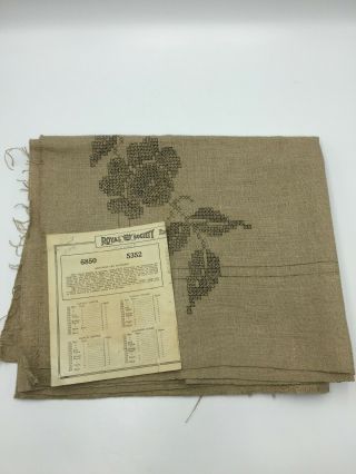 Royal Society Arts & Crafts Mission Linen Stamped Pattern Table Runner Cs