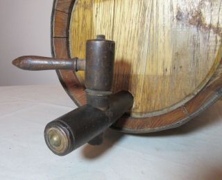 antique handmade wooden articulated wine barrel wooden tap metal strap dispenser 5