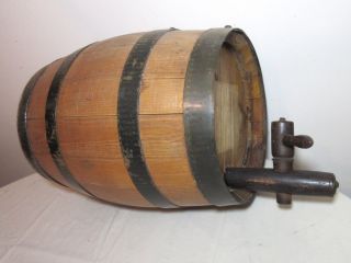 antique handmade wooden articulated wine barrel wooden tap metal strap dispenser 6