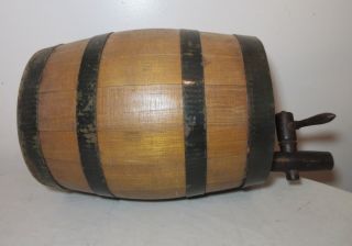 antique handmade wooden articulated wine barrel wooden tap metal strap dispenser 7