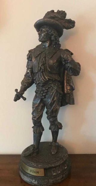 Don Juan Soldier Spelter Statue 20 H