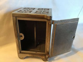 Antique Toy No.  326 White City Time Lock Puzzle Safe Cast Iron Bank 8