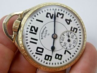 Rare Serial Number Elgin Bw Raymond 21 Jewel Railroad Pocket Watch Gold Filled