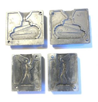 2 Vintage Molds For Making Lead Soldier And Army Tank