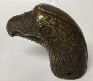 Antique Civil War Era Officer Figural Eagle Head,  Horse Saddle Horn Pommel Brass