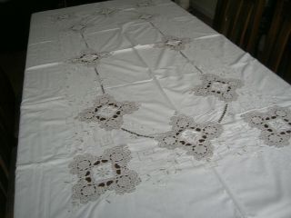 Large Vintage Linen Tablecloth 252 X 169cm