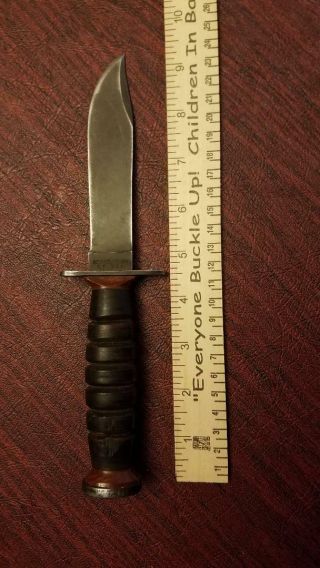 Schrade Walden pilot survival knife 1950s period with vietnam war period scabbar 4