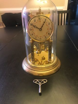 Vintage J.  Kaiser German Mechanical Brass Clock.  Made In Germany.  With Key