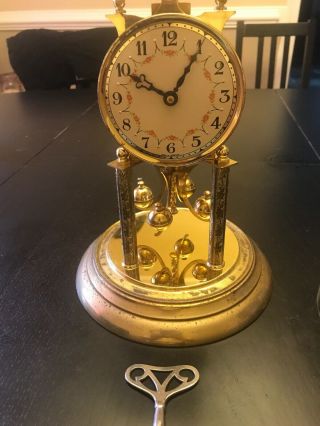 Vintage J.  KAISER German Mechanical Brass Clock.  MADE IN GERMANY.  with Key 3