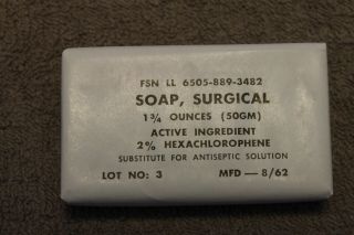 6 - Early Vietnam War U.  S.  Army " Soap,  Surgical " Bars In 8/62 D.  Wrapper