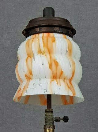 Orange & Opal Glass Gas Kerosene Oil Paraffin Mantle Lamp Shade Fits Tilley