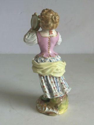 Antique Meissen Porcelain Figure GIRL WITH TAMBOURINE Incised Marks KAENDLER 4