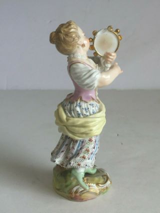 Antique Meissen Porcelain Figure GIRL WITH TAMBOURINE Incised Marks KAENDLER 5