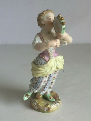 Antique Meissen Porcelain Figure GIRL WITH TAMBOURINE Incised Marks KAENDLER 7