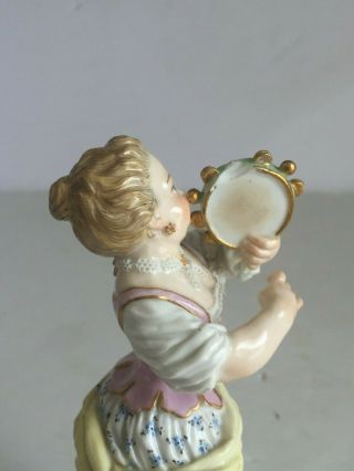 Antique Meissen Porcelain Figure GIRL WITH TAMBOURINE Incised Marks KAENDLER 8