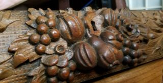 Carved Pediment Repurpose 1880 Oak Drawer Face Carved Fruit