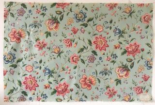 Charming 19th C.  French Exotic Floral Printed Fabric (2682)