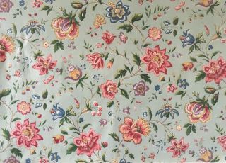 Charming 19th C.  French Exotic Floral Printed Fabric (2682) 3