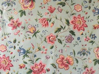 Charming 19th C.  French Exotic Floral Printed Fabric (2682) 4