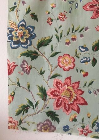 Charming 19th C.  French Exotic Floral Printed Fabric (2682) 5