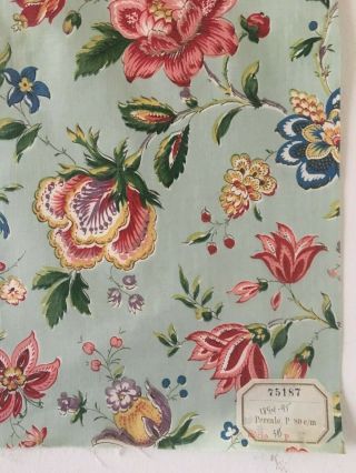 Charming 19th C.  French Exotic Floral Printed Fabric (2682) 6