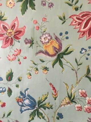 Charming 19th C.  French Exotic Floral Printed Fabric (2682) 7