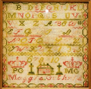Antique Scottish Embroidery Sampler Margaret Jamieson Guthrie B1873 Carriden