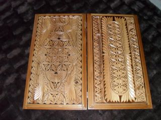 Rare Antique Russian Backgammon.  Ex Large Handmade Carved Solid Oak Wood Beauty