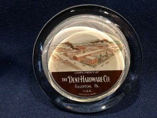The Dent Hardware Toy Co Glass Paperweight W Box Souvenir Fullerton Whitehall Pa