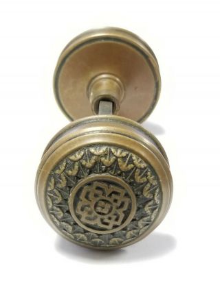Antique Ornate Brass Exterior/Interior Doorknob set 2 1/2 