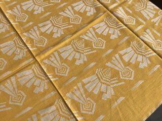 Vintage Art Deco Designs Yellow Damask Cotton Tablecloth 45 " X 50 " Modern Spring