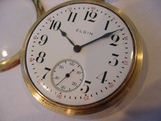 1918 16 size ELGIN model 7 grade 382 POCKET WATCH 3 finger bridge 6