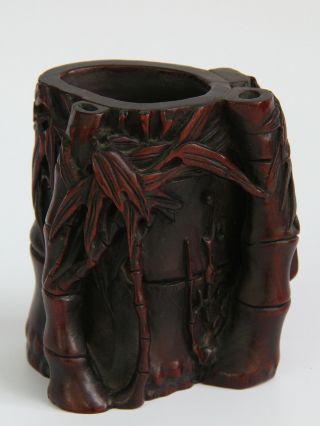 Chinese Exquisite Hand - Carved Bamboo Carving Wooden Brush Pot